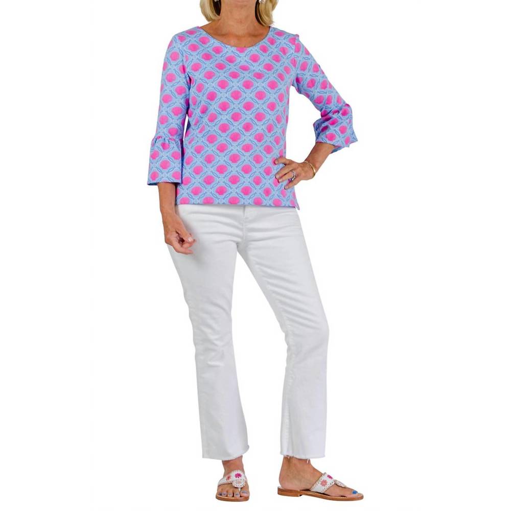 NEW SAILOR - SAILOR haley bamboo circles shell print top in blue